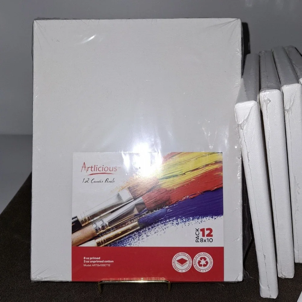 Canvas Blank Lot Set White: Sealed 12 Pk 8x10 & 4 8x8. Then 4x4 Open Pkg (Blank)